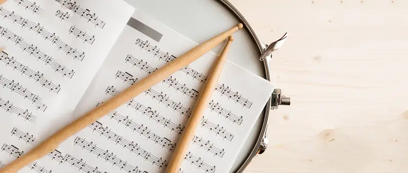 Music score drumsticks
