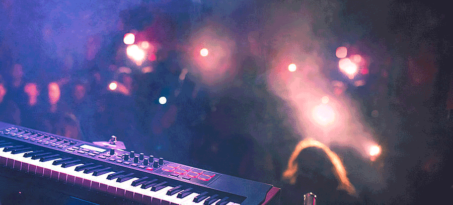 Keyboard in nightclub