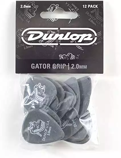 Jim Dunlop Gator Grip Standard 2.0mm Black Guitar Picks (417P2.0)